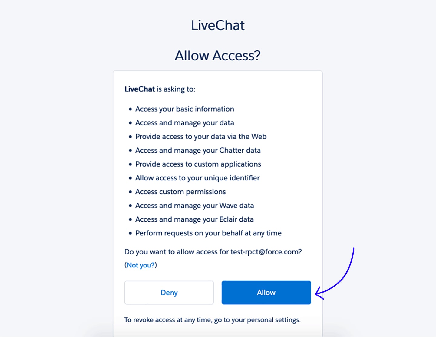 Salesforce LiveChat - Allow Access